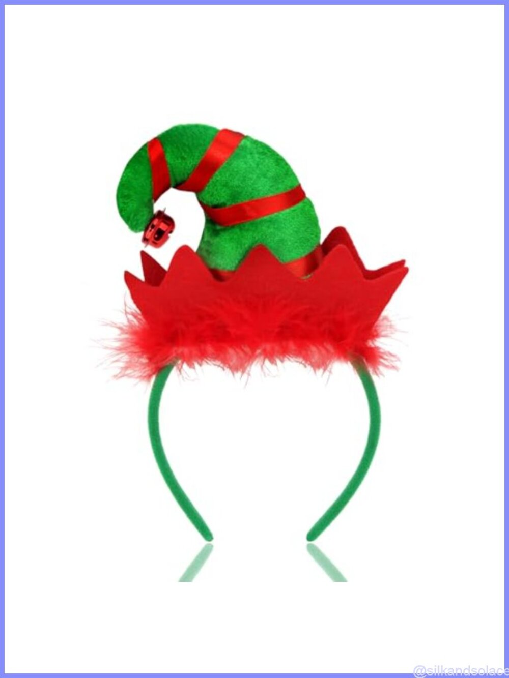 Elf Costume Headband Satin Metal Wire with Bells Christmas Hair Accessory
